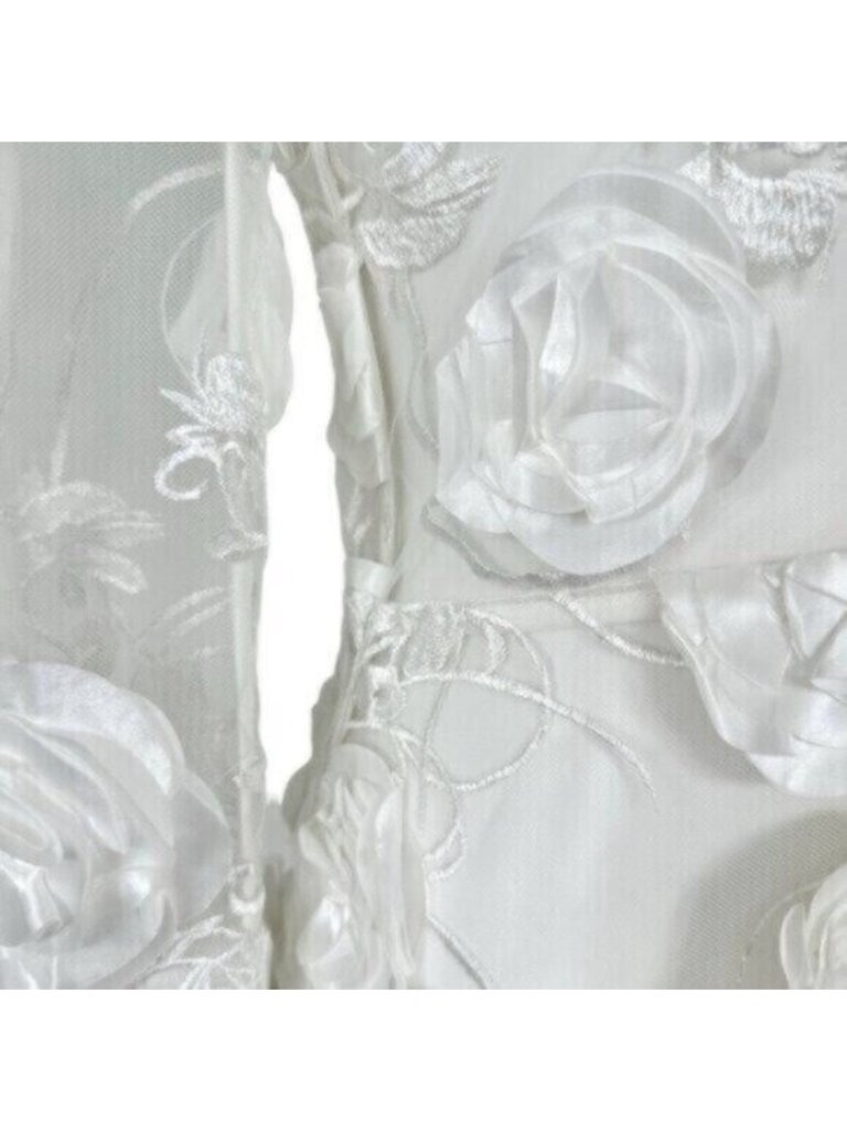 Nwt Zhivago The Verdict Jacket White Floral Satin Sheer Mesh Bride Blazer Size 6 — image 8 of 8